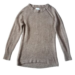 AF Pullover Zip Shoulder Knit Sweater Womens S Heather Tan Comfy Casual